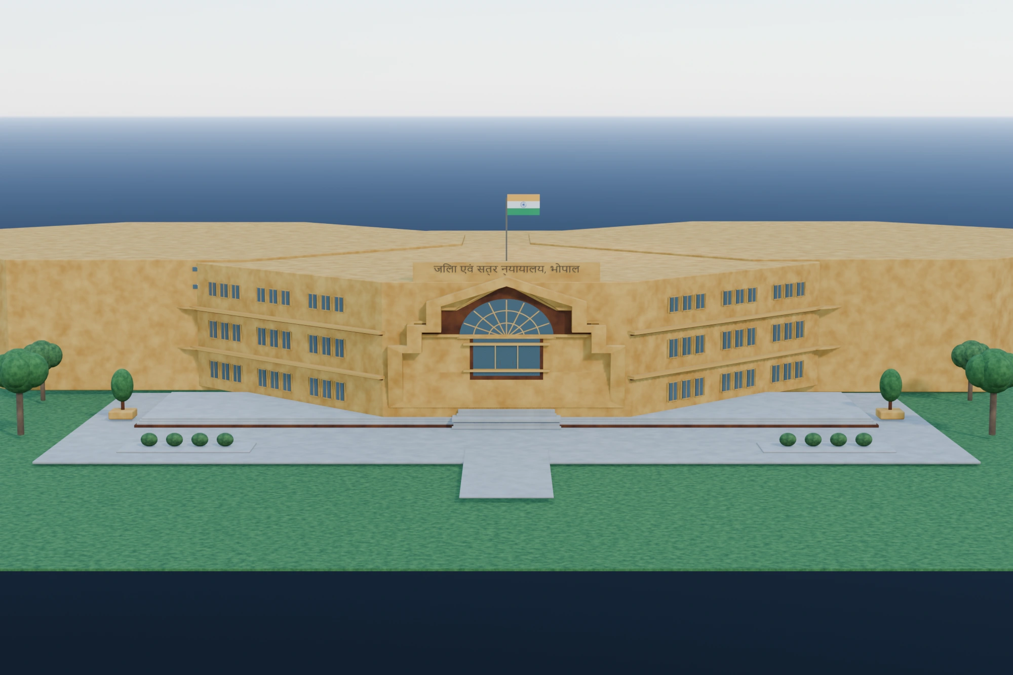 Architectural rendering of District Court, Bhopal